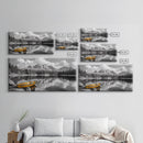 Mountain Lake with Boat, nautical wall art, lake Tahoe art, coastal decor, rustic wall art, extra wide art, seascape painting, Canvas Print