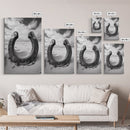 Horseshoe art, western decor, rustic wall art, wabi sabi wall art, moody photography, minimalist art, canvas print, living room art