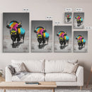 Colorful Bison Art, Southwest Wall Art, Rustic Decor, Boho Art, Buffalo Painting, Gift Idea, Canvas Print, Farmhouse Art