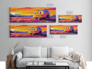 Camper, vintage Christmas, retro art, southwest wall art, extra wide art, gift idea for her, pink orange wall art, Canvas Print