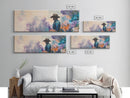 Lone Cowboy Painting, Panoramic Art, Rustic Decor, Framed Canvas Print, Blue and Green Wall Art, Moody Art, Southwest Wall Art