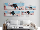 Coastal cowgirl, beach aesthetic, nautical decor, minimalist art, pastel painting, extra wide art, framed canvas print, surf wall art