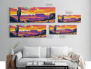 Southwest Sunset, Joshua tree art, desert landscape, southwest wall art, pink orange wall art, bold colors, framed canvas print