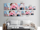 Cowgirl Trio, western art, black cowgirl painting, pink abstract art, extra wide art, light pink wall art, framed canvas print