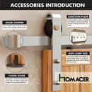 Non-Bypass Sliding Barn Door Hardware Kit - Classic Design Roller - Silver Finish