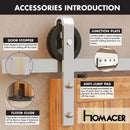 Non-Bypass Sliding Barn Door Hardware Kit - Spoke Wheel Design Roller - Silver Finish