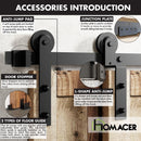 Single Track Bypass Sliding Barn Door Hardware Kit - Straight Design Roller