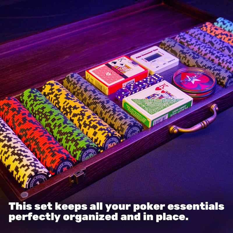 Poker set in a wooden case