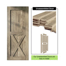 Finished & Unassembled Single Barn Door with Non-Bypass Brushed Nickel Installation Hardware Kit (Single X Design)