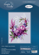 Purple Silk Peonies Counted Cross Stitch Kit by Magic Needle 70-04