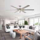 70'' Modern Satin Nickel 6 Blade Ceiling Fan