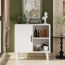 Sideboard Buffet Kitchen Storage Cabinet, Accent Cabinet with Solid Wood Feet for Decorated Doors, Dining Room, Hallway, Cupboard Console Table, Liquor / Accent Cabinet (White)