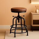 Industrial Bar Stool Adjustable Brown Counter Height