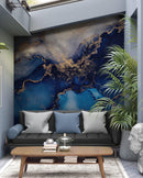 Sapphire Blue Marble Wallpaper Mural.