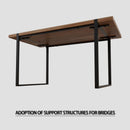 59 "rural industrial rectangular MDF natural wood dining table, 4-6 people, 1.5" thick engineering wood tabletop and black rectangular metal legs, used for writing desks, kitchens, terraces
