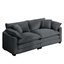 Modern Fabric Living Room Sofa with 4 Pillows Upholstered Large Deep Seating Loveseat, Grey Corduroy