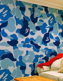 Bape Camo Wallpaper Mural. Blue Camo Streetwear Hype Beast Aesthetics.