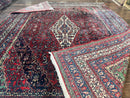 Antique Persian Hamadan Tribal Rug 8x10, Red and Ivory, Medallion Rug, Wool Handmade Carpet