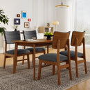 Dining Chairs Set of 4, Wooden Dining Chair Armless, Mid-Century Modern Upholstered Linen Seat Cushion Dining Room Chair for Home Kitchen Dining Room Restaurant