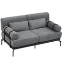 Modern Loveseat Sofa 59' Sofa Couch 2-Seater with USB Ports, Unique Cylindrical Armrests, Grey Chenille