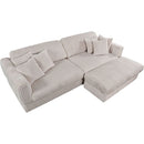 105' Oversized Sectional Sofa Cloud Couch for Living Room, Modern stripe L Shaped Couch, Comfy Boucle Modular Sofa Sleeper with Moveable Ottoman WIth/6 Pillow(WHITE)