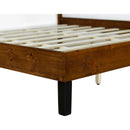 Mid-Century Modern Solid Wood Bed Frame King Size Platform Bed with Three-Piece Headboard Design, No Box Spring Needed, Brown