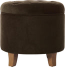 Brown Velvet Upholstered Ottoman With Concealed Storage