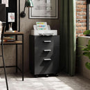 3 Drawer Wood File Cabinet Black For Letter A4 Size Home Office Storage Organizer