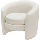 Modern Curved Back Upholstered Accent Chair, Soft Cozy Boucle Fabric, Comfortable Plush Seating, No Assembly Required, Versatile Style for Living Room/Reading Room/Bedroom, Ivory