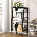 3-Tier Ladder Bookshelf With Steel Frame Greige Black
