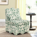 Elegant Flannel Single Dining Chair with Soft Seat Cushion and Backrest, Green, Wood Frame