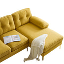 Modern Velvet L-Shaped Sectional Sofa for Living Room or Bedroom, Yellow, 82.6'