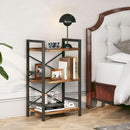 Rustic Brown 3 Tier Metal Bookshelf For Living Room