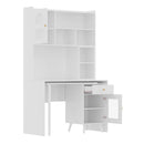 Computer Desk with 90 Degree Rotating Desktop, 43x70 Inch Office Desk with Storage Drawer and Cabinets, Gaming Desk with Shelves, Writing Desk for Study, Work Desk for Home Office Bedroom Living Room