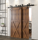 Double Track U-Shape Bypass Sliding Barn Door Hardware Kit - Eiffel Design Roller