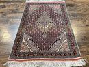 Afghan Rug 4x5, Wool with Silk Highlights, Very Fine Hand Knotted Vintage Oriental Carpet, Herati Pattern, Persian Rug, Bidjar Rug, 400 KPSI