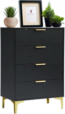 4 Drawer Black Wood Dresser For Bedroom Living Room