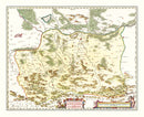 Vintage Map of Southwestern Poland 1665