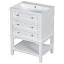 24' Bathroom Vanity With Sink, Bathroom Storage Cabinet with Drawer and Open Shelf, Solid Wood Frame, White (Old Sku:SY999991AAK)