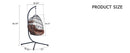Indoor Outdoor Egg Swing Chair with Stand, Patio Grey Wicker Rattan Hanging Chair with Rope Back, Cushion,Cover,All Weather Foldable Hammock Chair for Bedroom, Porch, Garden
