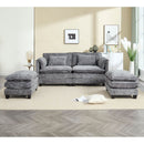 UNITED WE WIN Chenille fabric, solid construction, the overall structure of the sofa is stable, detachable armrests, two foot stools and two-seat sofa with side pockets