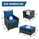 5 Pieces Wicker Patio Furniture Set Outdoor Patio Chairs with Ottomans Conversation Furniture with coffetable for Poolside Garden Balcony