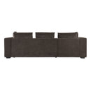 Elegant L-Shaped Sectional Sofa with Chenille Upholstery and Wooden Storage Compartment, Brown