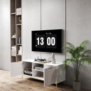 Modern TV Stand with Wave-Design Doors, Open Shelf & Adjustable Shelf - Stylish and Functional for Your Living Room