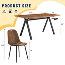 Modern Transferred Walnut Leg Suede Backrest Dining Chair and Herringbone MDF Dining Table Set - A Model of Elegance and Durability for Home Furnishing