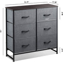 Six Drawer Dark Grey Fabric Dresser For Bedroom Storage
