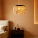 Wood Beaded Flush Mount Ceiling Light 3 Light Boho Antique