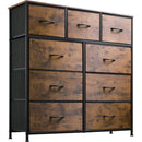 Dark Grey Chest Of Drawers With Wood Top For Bedroom Storage