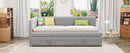 Full Size Upholstered L-Shaped Upholstered Daybed with Twin
Size Pop Up Trundle and USB ports, Gray