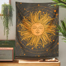 70s retro celestial sun moon wall tapestry bedroom art
